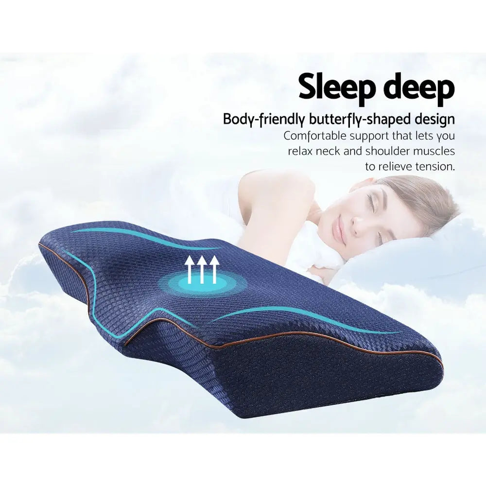 Giselle Bedding Memory Foam Contour Pillow Navy Chez Guru