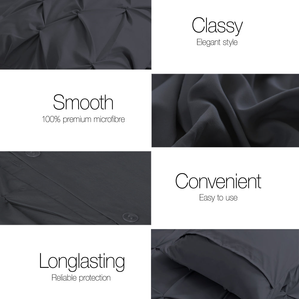 Giselle Bedding Quilt Cover Set Diamond Pinch Black King Chez Guru
