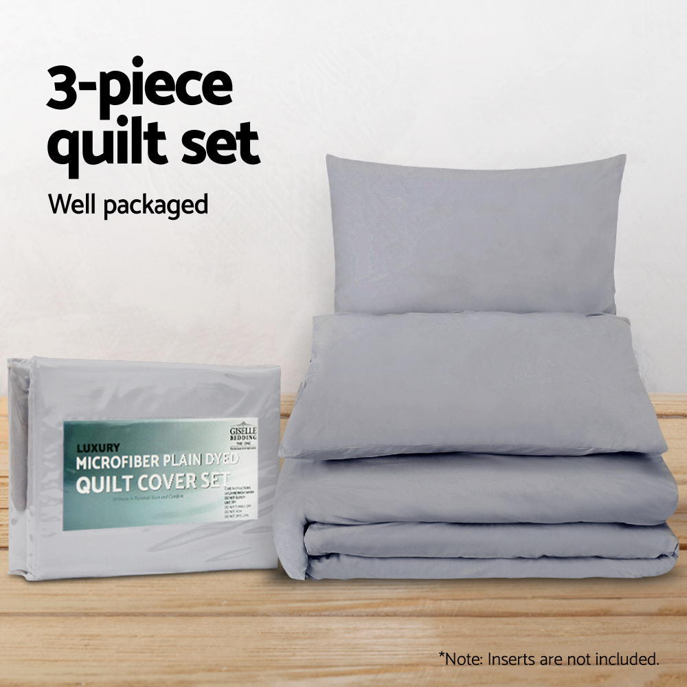 Giselle Bedding Quilt Cover Set Classic Grey King Chez Guru