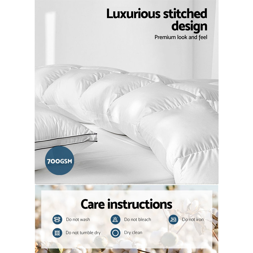 Giselle Bedding 700GSM Duck Down Feather Quilt Queen Chez Guru