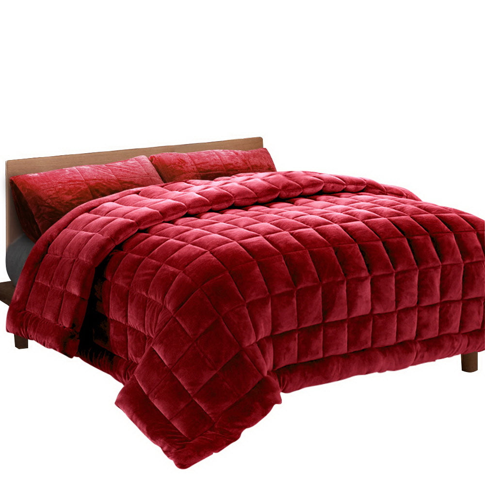 Giselle Bedding Faux Mink Quilt Burgundy Queen Chez Guru