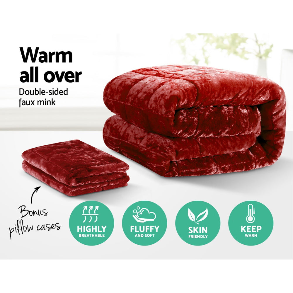 Giselle Bedding Faux Mink Quilt Burgundy Queen Chez Guru