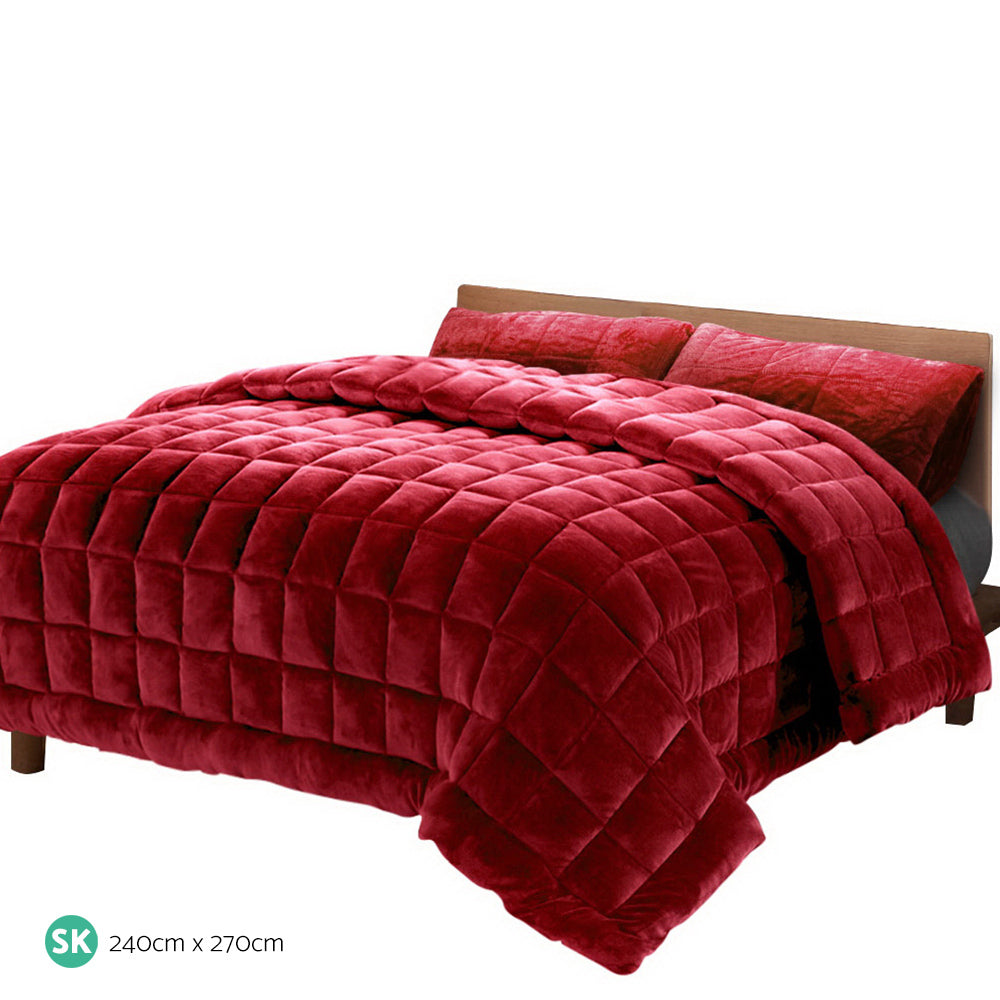 Giselle Bedding Faux Mink Quilt Burgundy Super King Chez Guru