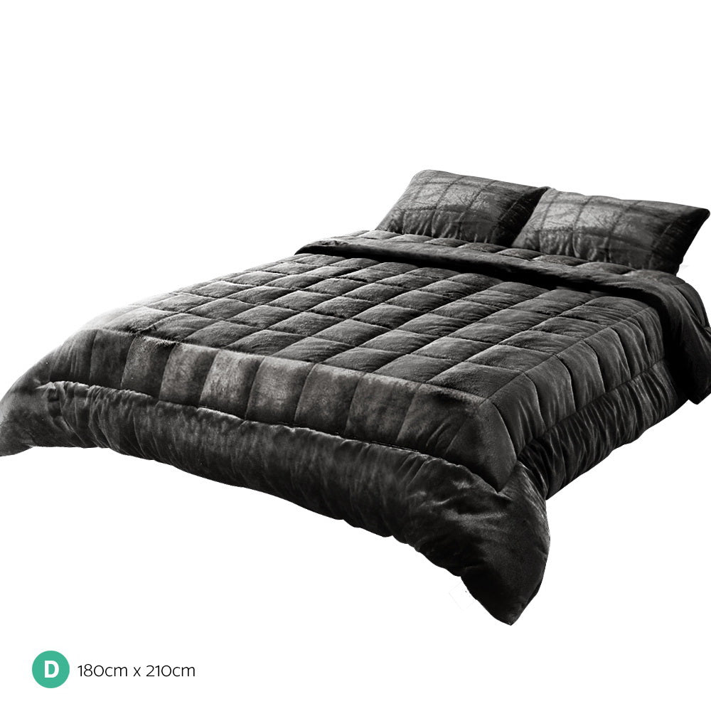 Giselle Bedding Faux Mink Quilt Charcoal Double Chez Guru