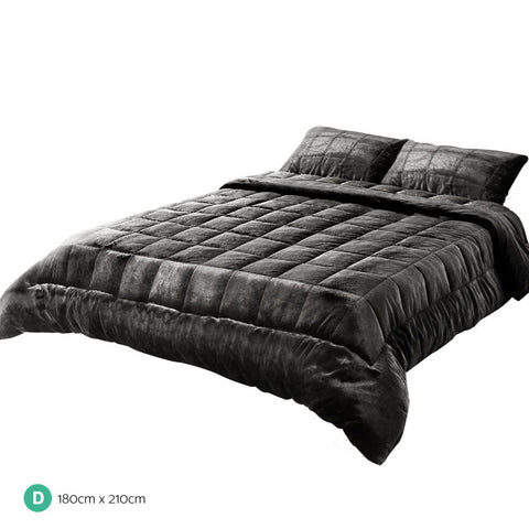 Giselle Bedding Faux Mink Quilt Charcoal Double Chez Guru