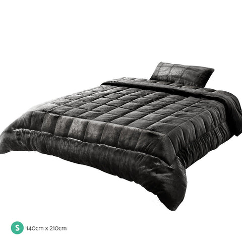 Giselle Bedding Faux Mink Quilt Charcoal Single Chez Guru