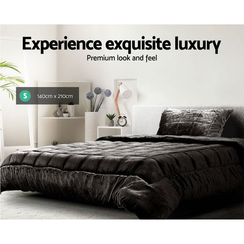 Giselle Bedding Faux Mink Quilt Charcoal Single Chez Guru