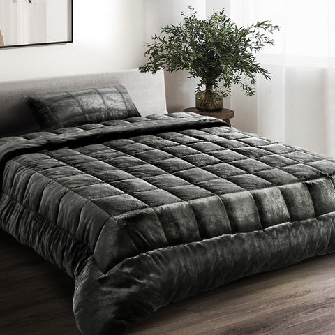 Giselle Bedding Faux Mink Quilt Charcoal Single Chez Guru