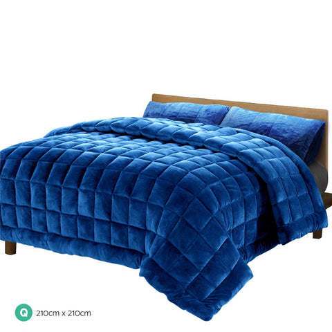 Giselle Bedding Faux Mink Quilt Blue Queen Chez Guru