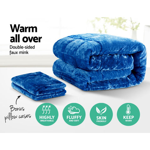 Giselle Bedding Faux Mink Quilt Blue Queen Chez Guru