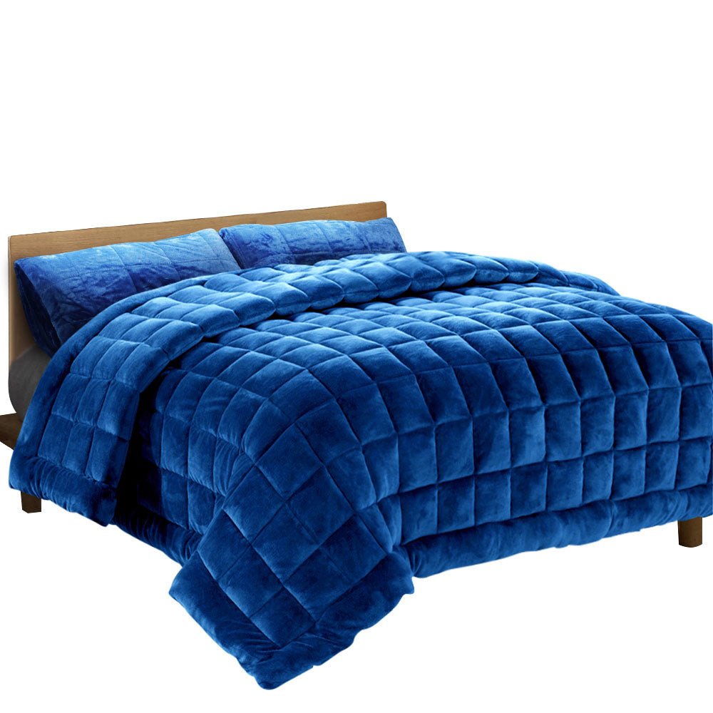Giselle Bedding Faux Mink Quilt Blue Super King Chez Guru