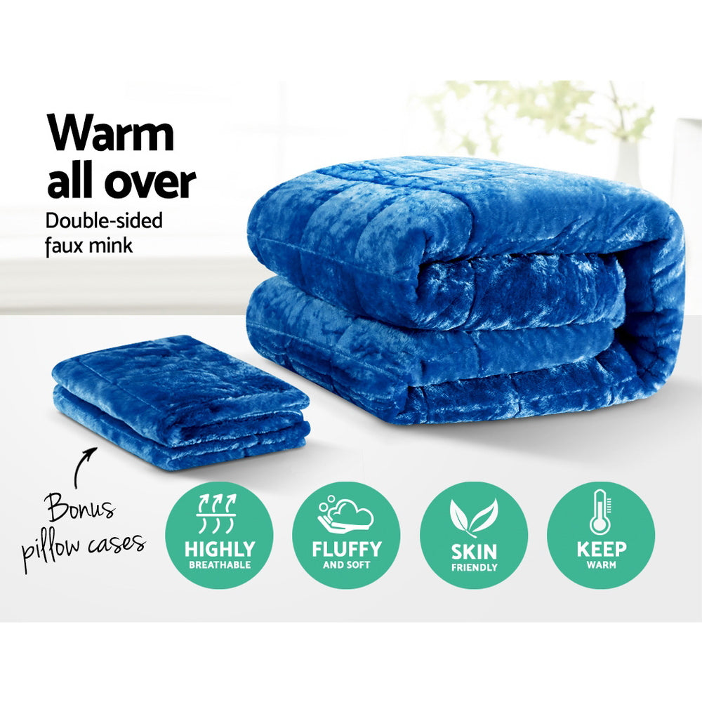 Giselle Bedding Faux Mink Quilt Blue Super King Chez Guru