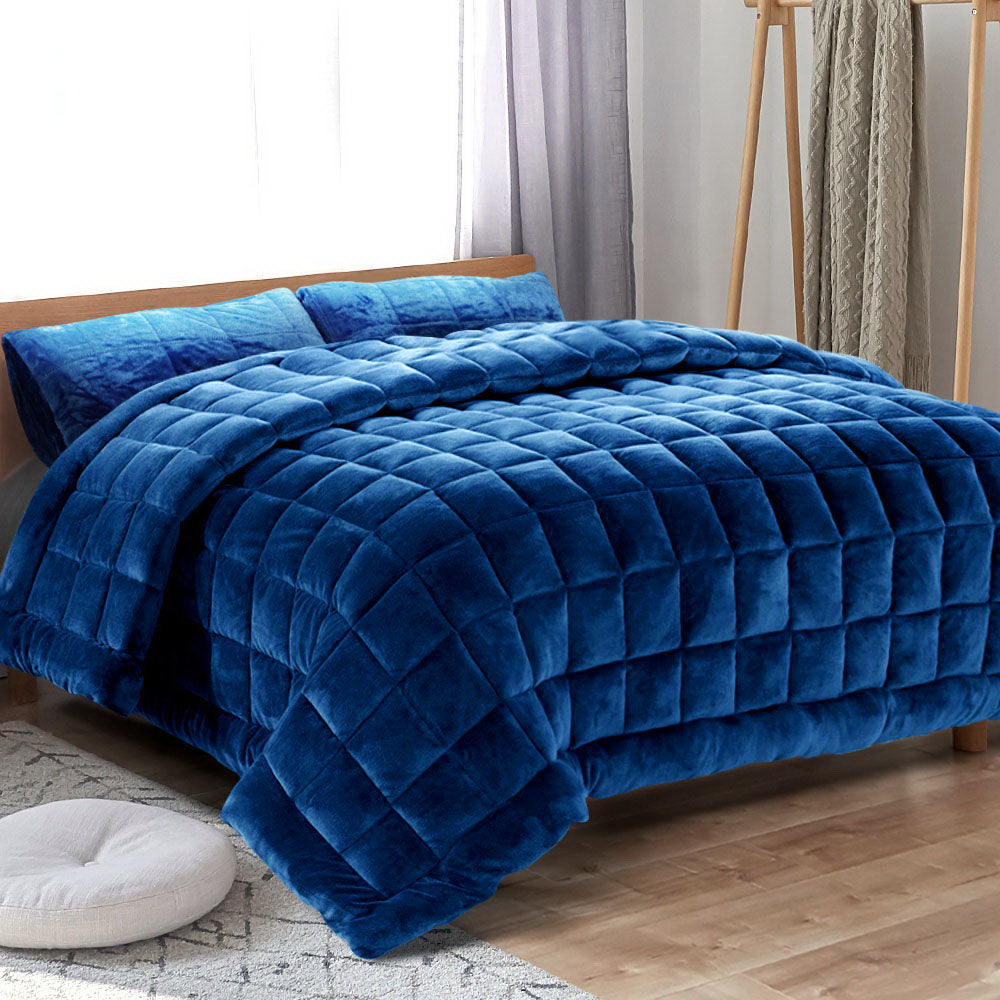 Giselle Bedding Faux Mink Quilt Blue Super King Chez Guru