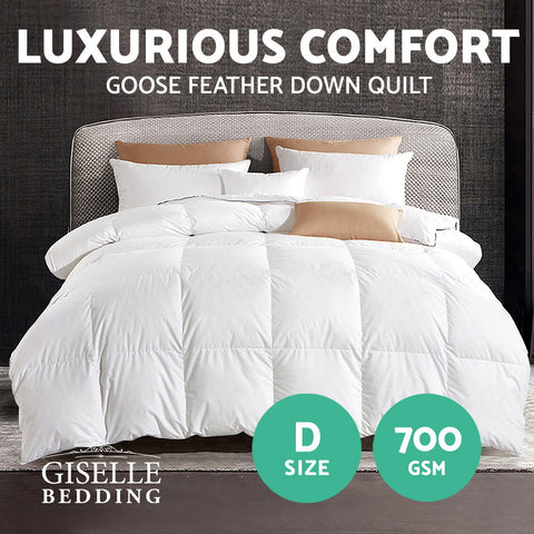 Giselle Bedding 700GSM Goose Down Feather Quilt Double Chez Guru