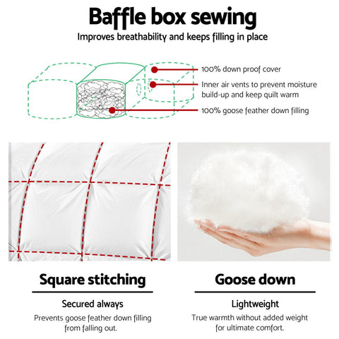 Giselle Bedding 700GSM Goose Down Feather Quilt Double Chez Guru