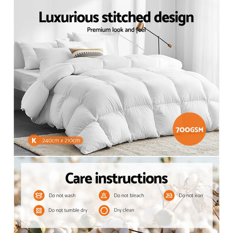 Giselle Bedding 700GSM Goose Down Feather Quilt King Chez Guru