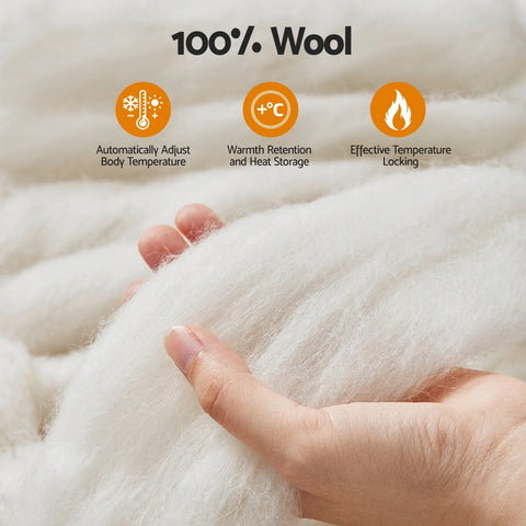 Giselle Bedding Wool Quilt 500GSM Thick Double Winter Doona Baffle Box Construction 100% Wool Filling
