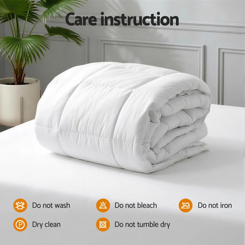 Giselle Bedding Wool Quilt 500GSM Thick Double Winter Doona Baffle Box Construction 100% Wool Filling