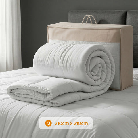 Giselle Bedding Wool Quilt 500GSM Thick Queen Winter Doona Baffle Box Construction 100% Wool Filling