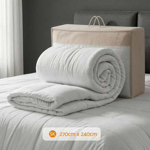 Giselle Bedding Wool Quilt 500GSM Thick Super King Winter Doona Baffle Box Construction 100% Wool Filling