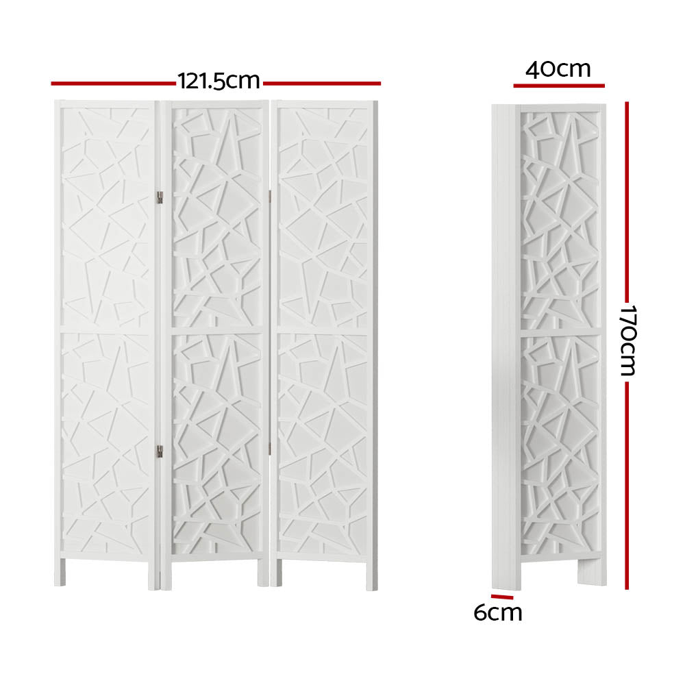Artiss 3 Panel Room Divider Screen 122x170cm Clover White Chez Guru