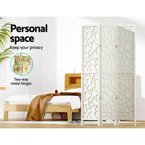 Artiss 3 Panel Room Divider Screen 122x170cm Clover White Chez Guru