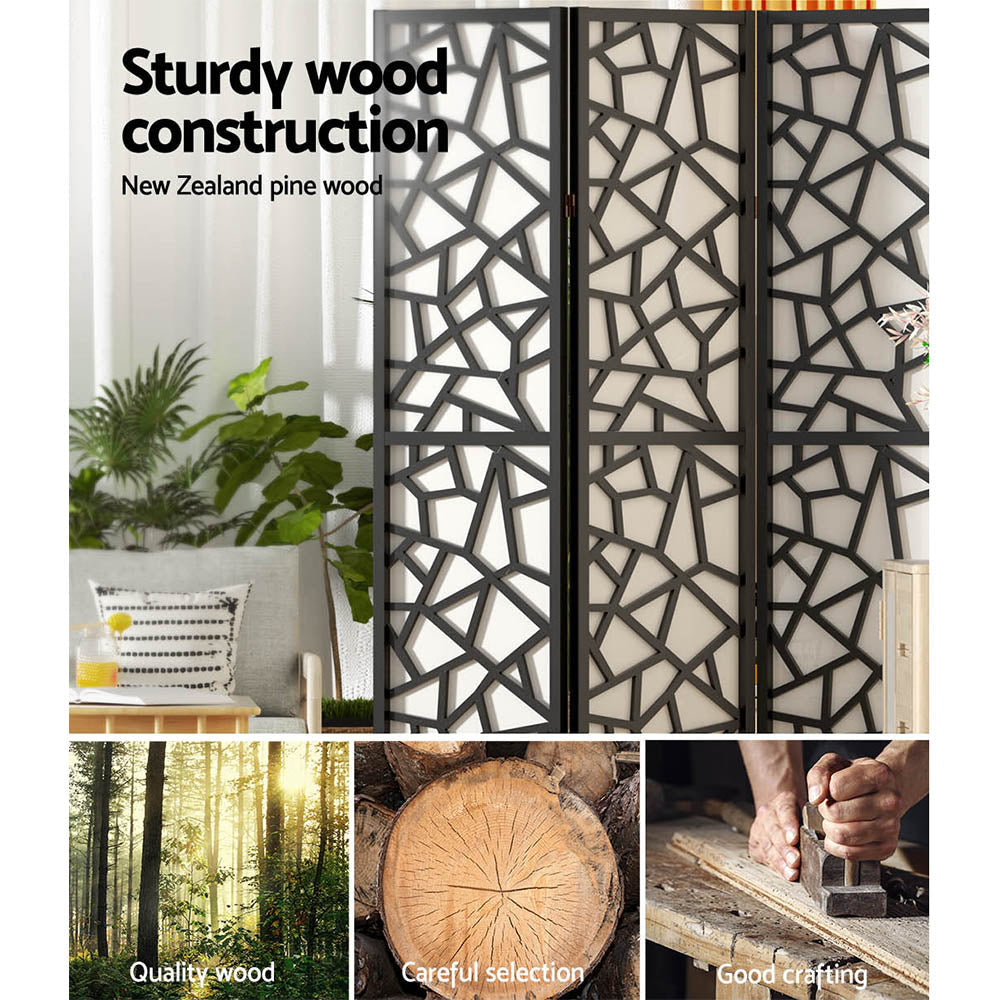Artiss 4 Panel Room Divider Screen 162x170cm Clover Black Chez Guru