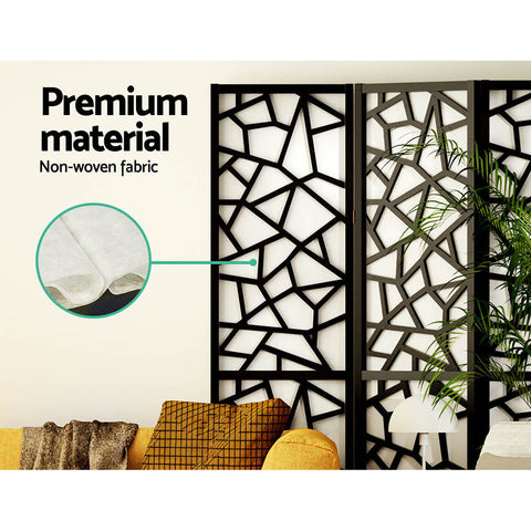 Artiss 4 Panel Room Divider Screen 162x170cm Clover Black Chez Guru