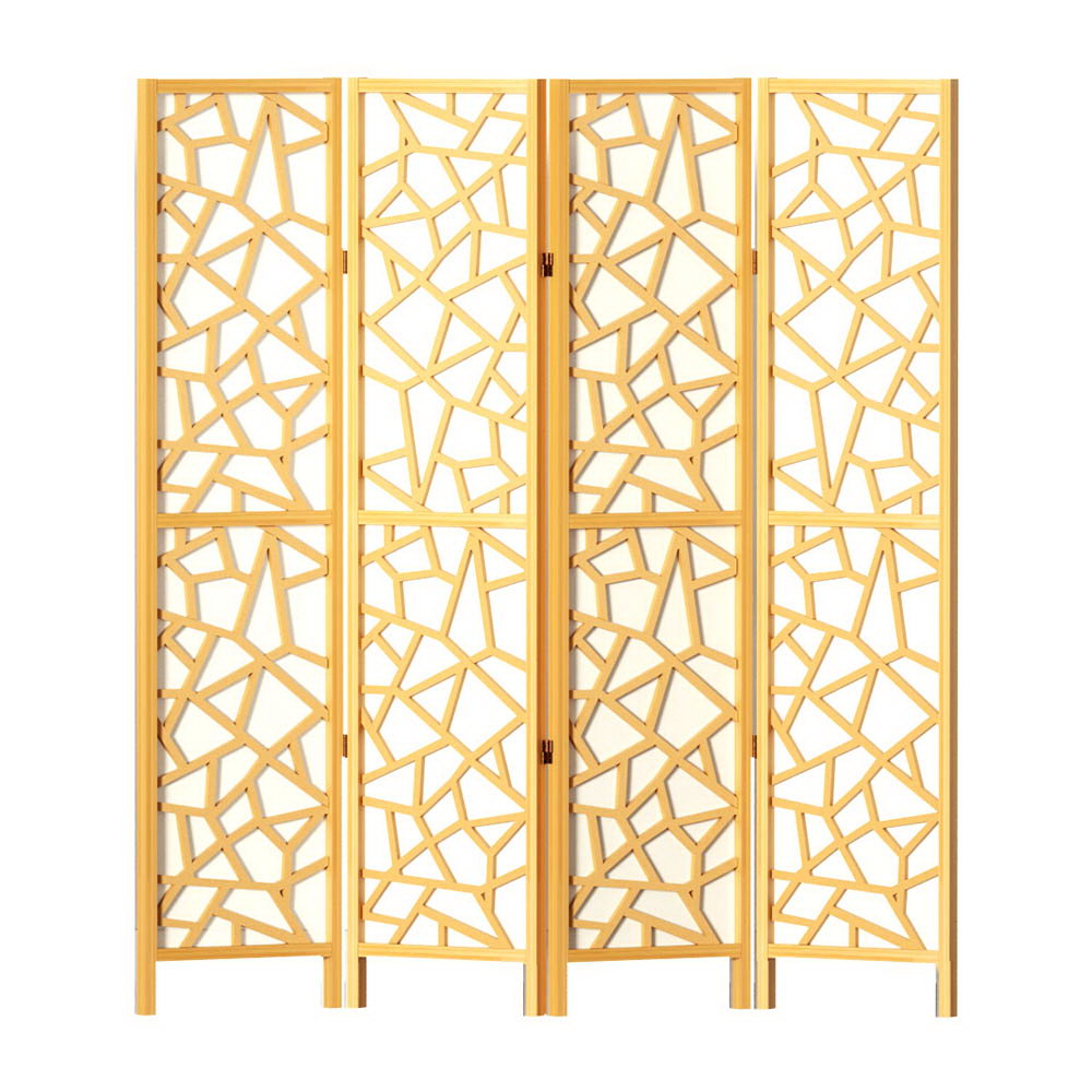 Artiss 4 Panel Room Divider Screen 162x170cm Clover Natural Chez Guru