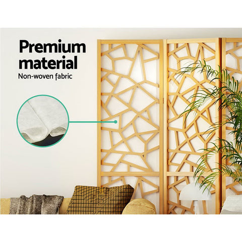 Artiss 4 Panel Room Divider Screen 162x170cm Clover Natural Chez Guru