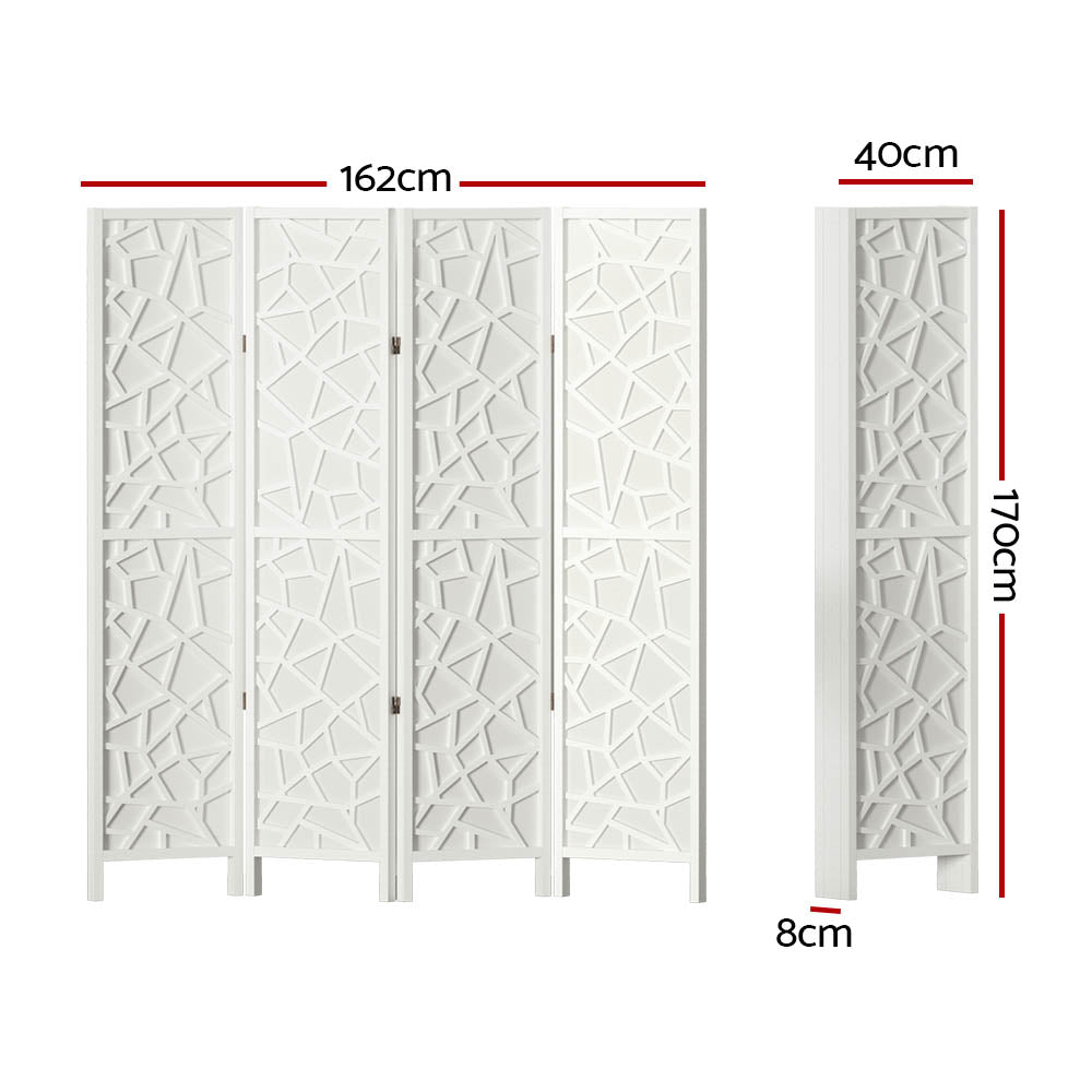 Artiss 4 Panel Room Divider Screen 162x170cm Clover White Chez Guru