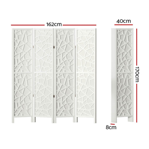 Artiss 4 Panel Room Divider Screen 162x170cm Clover White Chez Guru