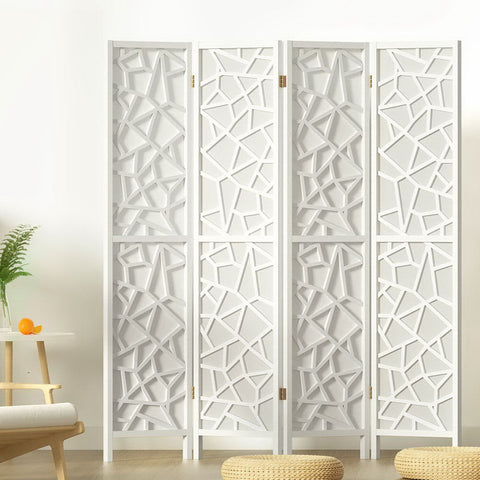 Artiss 4 Panel Room Divider Screen 162x170cm Clover White Chez Guru