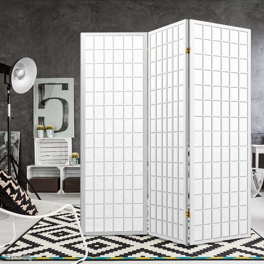 Artiss 3 Panel Room Divider Screen 131x179cm White Chez Guru