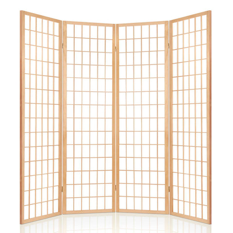 Artiss 4 Panel Room Divider Screen 174x179cm Natural
