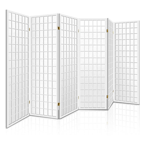 Artiss 6 Panel Room Divider Screen 261x179cm White Chez Guru