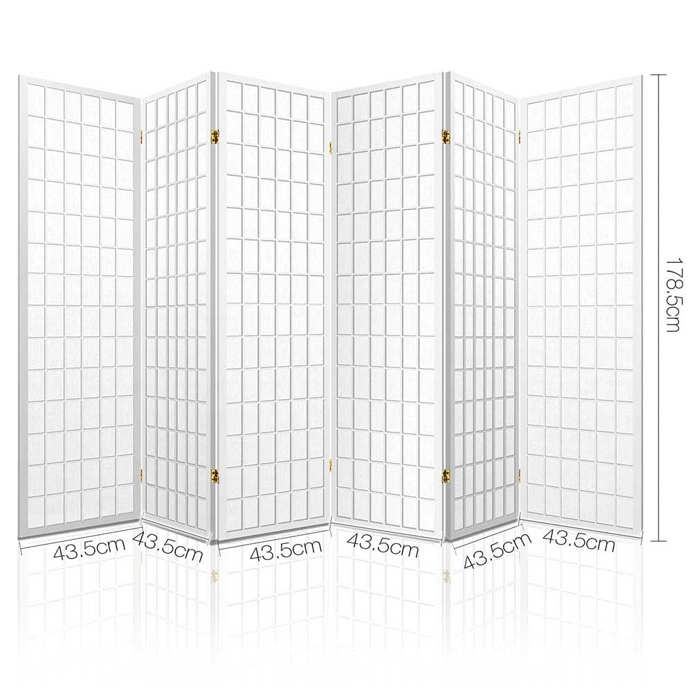 Artiss 6 Panel Room Divider Screen 261x179cm White Chez Guru