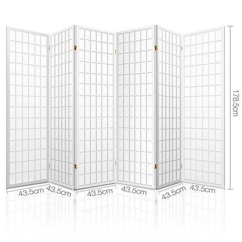 Artiss 6 Panel Room Divider Screen 261x179cm White Chez Guru