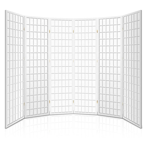 Artiss 6 Panel Room Divider Screen 261x179cm White Chez Guru