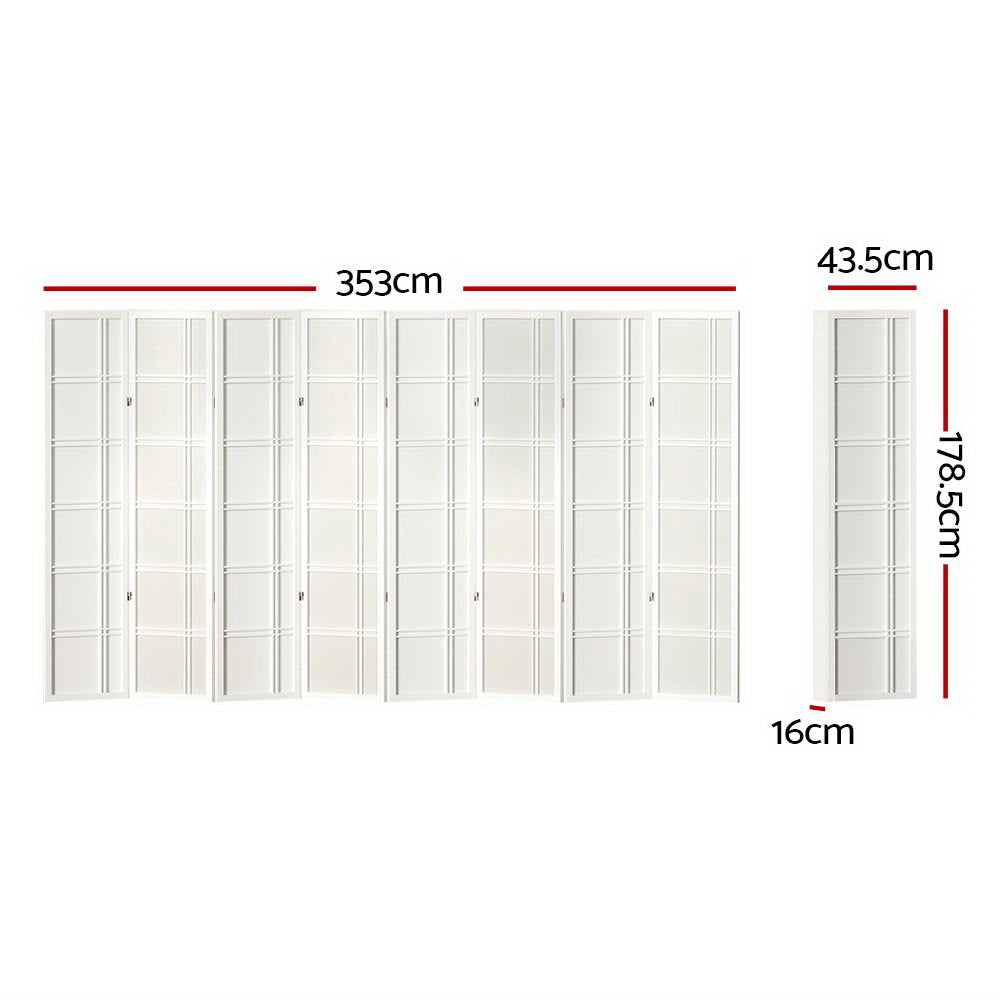 Artiss 8 Panel Room Divider Screen 353x179cm Nova White Chez Guru