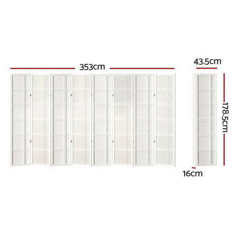 Artiss 8 Panel Room Divider Screen 353x179cm Nova White Chez Guru
