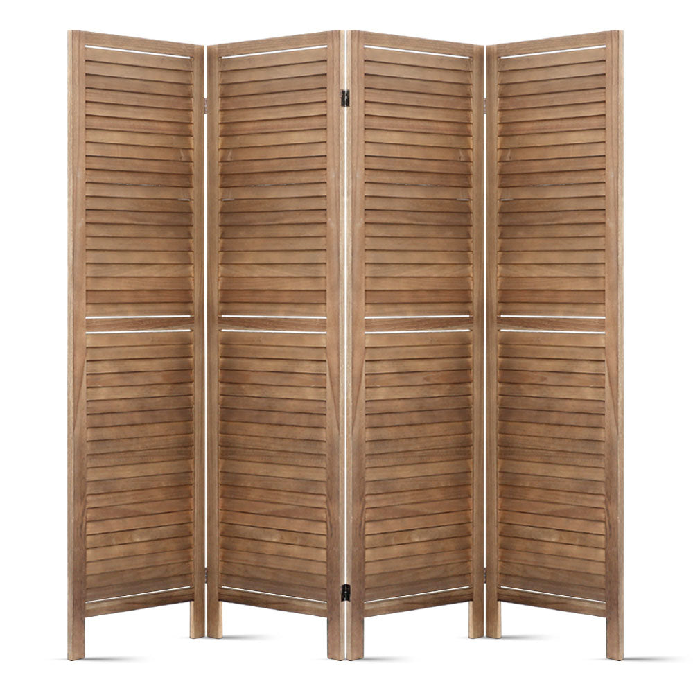 Artiss 4 Panel Room Divider Screen 160x170cm Louver Oak Chez Guru