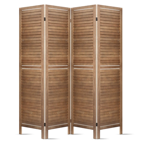 Artiss 4 Panel Room Divider Screen 160x170cm Louver Oak Chez Guru