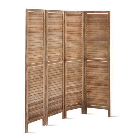 Artiss 4 Panel Room Divider Screen 160x170cm Louver Oak Chez Guru