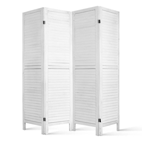 Artiss 4 Panel Room Divider Screen 163x170cm Louver White Chez Guru