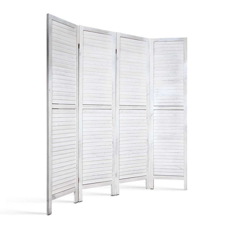 Artiss 4 Panel Room Divider Screen 163x170cm Louver White Chez Guru