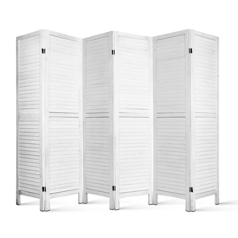 Artiss 6 Panel Room Divider Screen 245x170cm Louver White Chez Guru