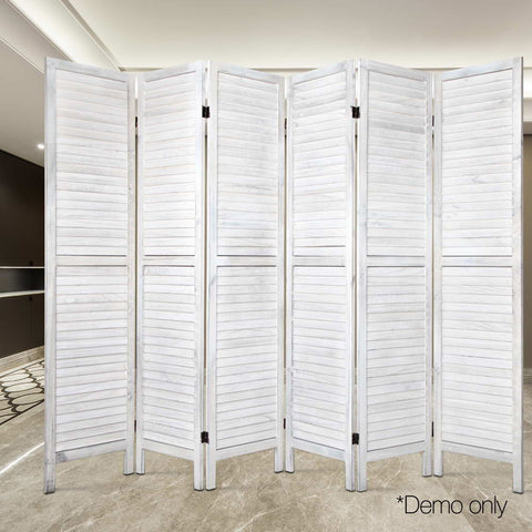Artiss 6 Panel Room Divider Screen 245x170cm Louver White Chez Guru