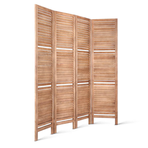 Artiss 4 Panel Room Divider Screen 163x170cm Shelf Oak Chez Guru