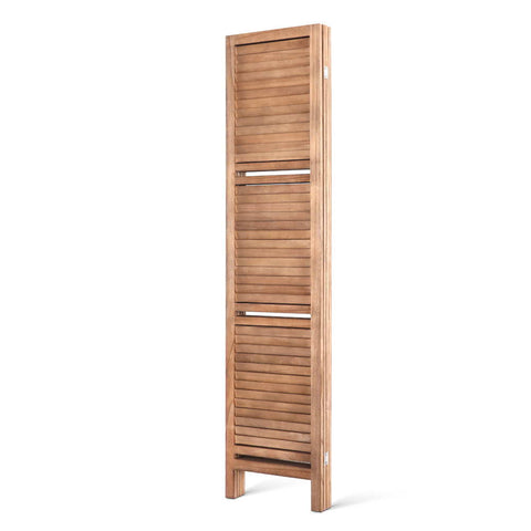 Artiss 4 Panel Room Divider Screen 163x170cm Shelf Oak Chez Guru